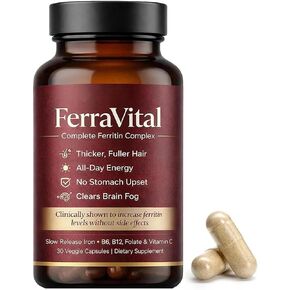 Ferritin Supplement for Women – Supports Healthy Iron & Energy Levels – with Ferrous Glycine, Vitamins C, B12, B6, Folate, Zinc & Probiotics – 60 Capsules in Saudi Arabia