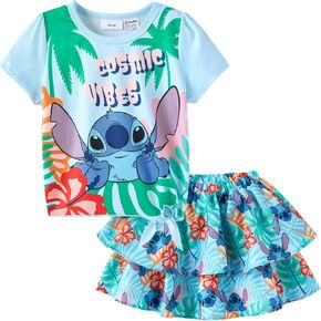 Disney Frozen Elsa Princess Moana Minnie Toddler Girl Girt: Girls Summer T-shirt & Layered Skirt 2 قطعة مجموعة (2-6Y) in Kuwait