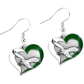 NFL Philadelphia Eagles Retro White Eagle Swirl Heart Earrings in Kuwait