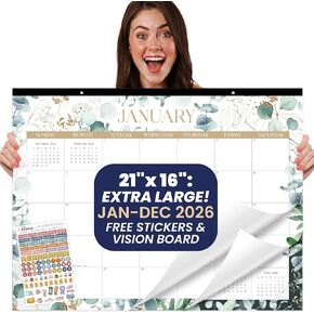 bloom daily planners 2024 Desk Calendar - 21" x 16" Large Monthly Organizer Pad with Stickers (January 2024 - December 2024) Desktop Blotter - Watercolor in Saudi Arabia