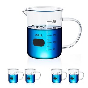 Glass Beaker with Handle, Vol. 600ml, Griffin Low Form with Printed Graduation,Pack of 2, BKLH600-002 in Kuwait