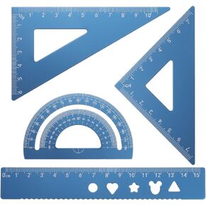 HARFINGTON 4pcs Triangular Ruler Set 15mm Aluminum Ruler Geometric Protractor Triangle Ruler Engineering Scale Drafting Ruler Kit for Office Home, Pink in Kuwait