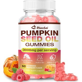 علكات زيت بذور اليقطين خالية من السكر مع البلميط المنشاري لنمو الشعر - مكمل عضوي لصحة البشرة ودعم البروستاتا - مستخلص عالي النقاء للنساء والرجال، نكهة التوت، 60 قطعة in Kuwait