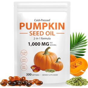 Pumpkin Seed Oil Capsules with Saw Palmetto 300 Softgels - Cold Pressed Virgin Pumpkin Seed Oil Supplement with Essential Fatty Acids & Phytosterols - Supports Hair, Urinary, Bladder & Prostate Health in Saudi Arabia