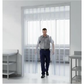 ستارة شريطية من مادة PVC للمجمدات المبردة، ستارة باب بديلة من الفينيل، عزل حراري صناعي لمدخل المستودعات (195 × 210 سم) - متينة وموفرة للطاقة in Kuwait