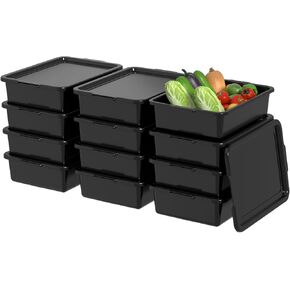 13 L Commercial Bus Tub with Lid, Set of 12, Black Utility Bus Box in Saudi Arabia