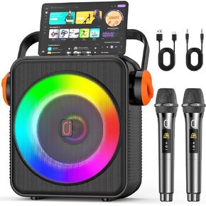 Karaoke Machine with 2 Microphones, Portable Bluetooth 5.3 Karaoke Speaker for Adults, PA System with Echo Adjustment for Outdoor Events, Gatherings and Parties, Stage Subwoofers (80W) in Kuwait