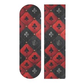 Bolaz لوح التزلج قبضة الشريط ورقة تصميم سطح السفينة Longboard Griptape أحمر أسود بطاقة عدم الانزلاق الشريط للماء الصنفرة سكوتر 33 "× 9" in Kuwait