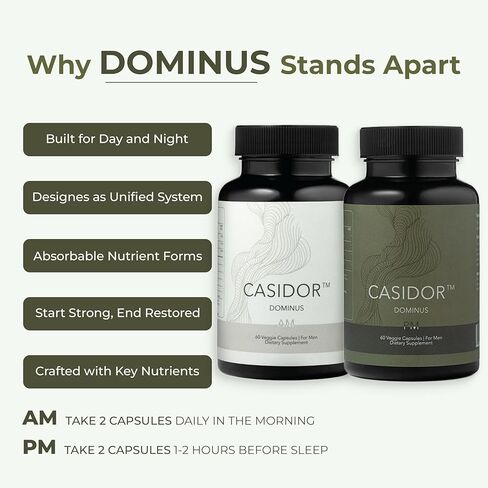 Dominus Multivitamins for Men | AM and PM Performance Formula with CoQ10, PQQ, KSM-66 Magnesium Zinc Bisglycinate | Nutritional Supplement for Energy Recovery and Sleep Support | 30 Day Supply in Saudi Arabia
