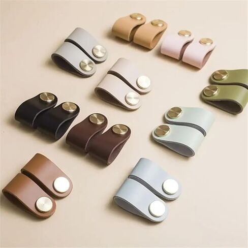 Soft Leather Kitchen Wardrobe Cabinet Drawer Handle Door Pulls Furniture 1Pcs(Brown-S) in Kuwait