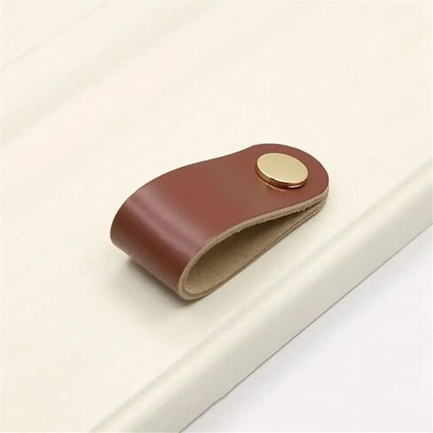 Soft Leather Kitchen Wardrobe Cabinet Drawer Handle Door Pulls Furniture 1Pcs(Brown-S) in Kuwait