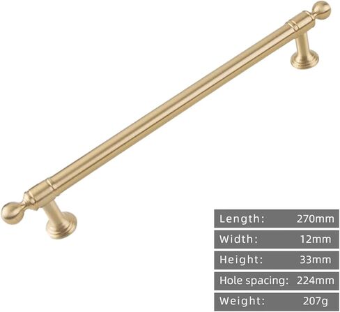 خزانة مطبخ ذات مقبض طويل من النحاس العتيق بتصميم عتيق، درج نحاسي قطعة واحدة (8819-224-Gold) in Kuwait