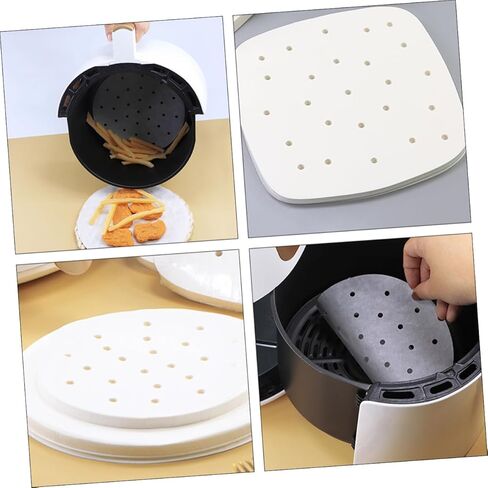 Sosoport Air Fryer Paper Sheets 100-Count Non-Stick Baking Pads Food-Grade Parchment Paper for Air Frying Cooking and Baking for Fryers and Ovens in Saudi Arabia