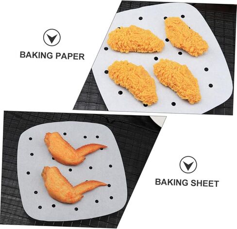 Sosoport Air Fryer Paper Sheets 100-Count Non-Stick Baking Pads Food-Grade Parchment Paper for Air Frying Cooking and Baking for Fryers and Ovens in Saudi Arabia