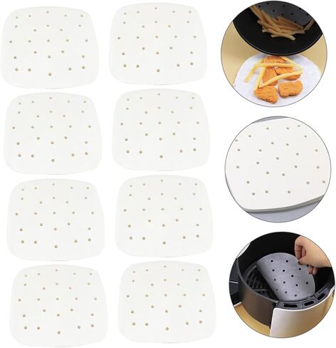 Sosoport Air Fryer Paper Sheets 100-Count Non-Stick Baking Pads Food-Grade Parchment Paper for Air Frying Cooking and Baking for Fryers and Ovens in Saudi Arabia