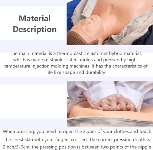 5.4ft Adult CPR Training Manikin, First Aid Training Model Cardiopulmonary Resuscitation Simulator, for Patient Education and Teaching, Medium Skin Tone in Saudi Arabia
