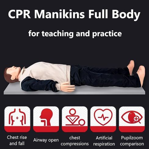 5.4ft Adult CPR Training Manikin, First Aid Training Model Cardiopulmonary Resuscitation Simulator, for Patient Education and Teaching, Medium Skin Tone in Saudi Arabia