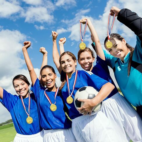 12 Pack Soccer Medals for Teen and Adults, Metal Gold Award Medals 1st Place Medal with Neck Ribbon, Participation Medal for Sports Competitions Celebration and Soccer Party Favors, 2 inch in Saudi Arabia