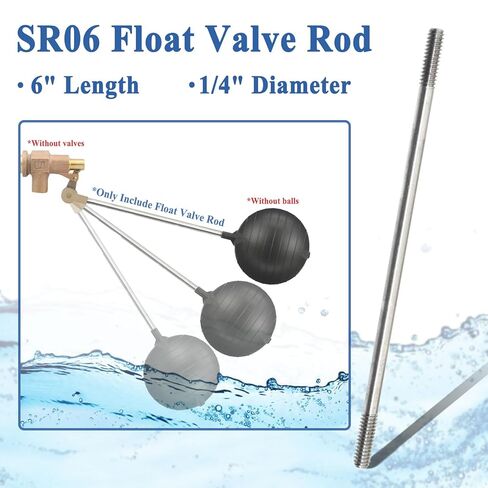 3 قطع SR06 قضيب صمام تعويم، طول 6 بوصة × قطر 1/4 بوصة، من الفولاذ المقاوم للصدأ in Kuwait