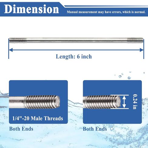 3 قطع SR06 قضيب صمام تعويم، طول 6 بوصة × قطر 1/4 بوصة، من الفولاذ المقاوم للصدأ in Kuwait
