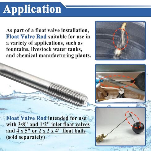 3 قطع SR06 قضيب صمام تعويم، طول 6 بوصة × قطر 1/4 بوصة، من الفولاذ المقاوم للصدأ in Kuwait