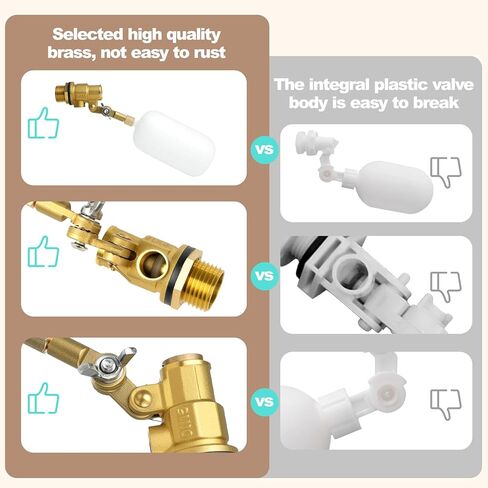 （2 Pack）1/2 Inch Brass Water Float Valve, Pool Auto Fill Float Valve, Float Valve for Water Tank, Garden Hose Float Valve, Automatic Water Level Control for Pool, Pond, Fountain, Aquarium in Kuwait