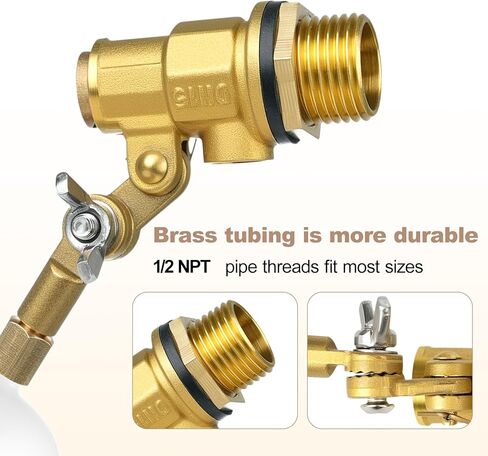 （2 Pack）1/2 Inch Brass Water Float Valve, Pool Auto Fill Float Valve, Float Valve for Water Tank, Garden Hose Float Valve, Automatic Water Level Control for Pool, Pond, Fountain, Aquarium in Kuwait