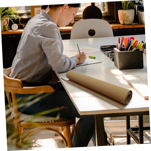 Veemoon 1Pc Rollable Cork Backing Board Flexible Desktop Protector Khaki High Density Material for Protecting Surfaces and Scratched Items for Home and Office in Kuwait