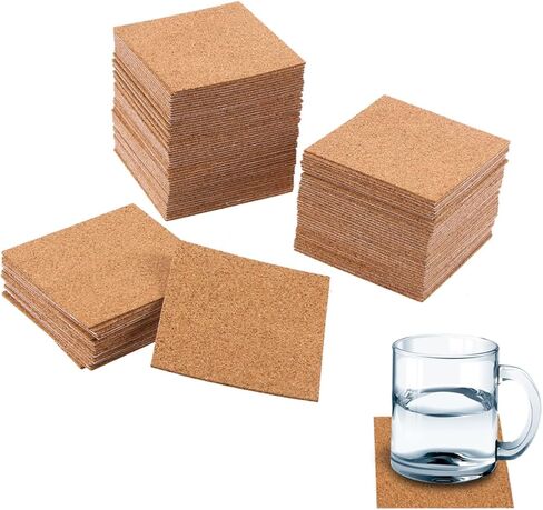 Housoutil 36pcs Self-Adhesive Cork Coasters Aesthetic Coasters Cork Strip Natural Wood Material Heat-Resistant Desk Mats for Office Decor in Kuwait