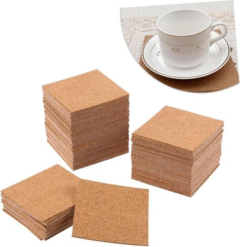 Housoutil 36pcs Self-Adhesive Cork Coasters Aesthetic Coasters Cork Strip Natural Wood Material Heat-Resistant Desk Mats for Office Decor in Kuwait