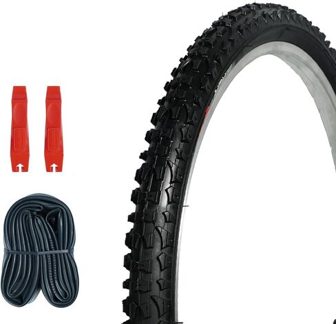 1 Pack Mountain Bike Tires Repairment Set, 20/24/26/29 inch Bike Tires with Inner Tube and Levers, 30TPI Puncture, High Grip Knobby Design for On Off-Road Use in Saudi Arabia