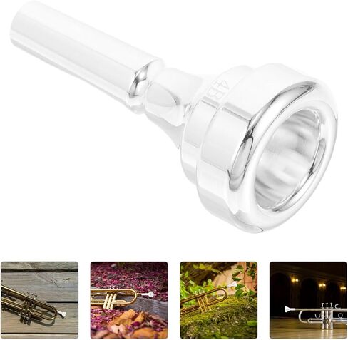 GALPADA Silver-plated Brass Cornet Mouthpiece for B Cornet, Metal Instrument Accessory Compatible with Beginners and Professionals, Curved Design Suitable for Brass Band Use in Saudi Arabia