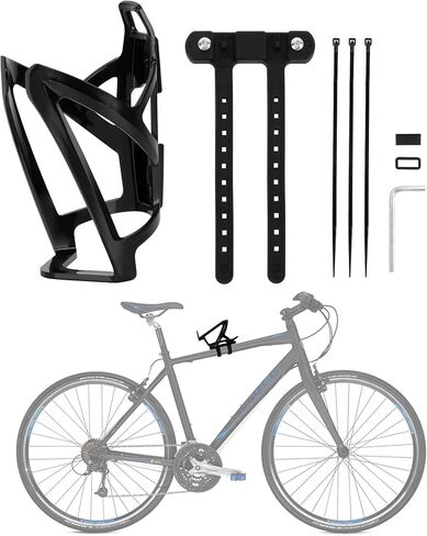 PSLER Bicycle Bottle Cage Base and Bottle Holder, PC Bike Water Bottle Holder with Screw-Free Mount for 22-45mm (0.86''-1.77'') Diameter Tubes, Black in Saudi Arabia