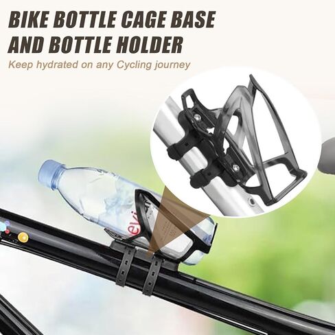 PSLER Bicycle Bottle Cage Base and Bottle Holder, PC Bike Water Bottle Holder with Screw-Free Mount for 22-45mm (0.86''-1.77'') Diameter Tubes, Black in Saudi Arabia