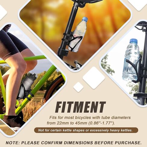 PSLER Bicycle Bottle Cage Base and Bottle Holder, PC Bike Water Bottle Holder with Screw-Free Mount for 22-45mm (0.86''-1.77'') Diameter Tubes, Black in Saudi Arabia