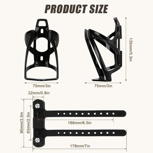 PSLER Bicycle Bottle Cage Base and Bottle Holder, PC Bike Water Bottle Holder with Screw-Free Mount for 22-45mm (0.86''-1.77'') Diameter Tubes, Black in Saudi Arabia