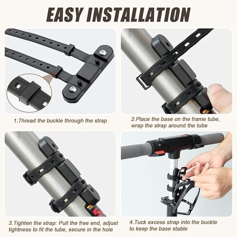 PSLER Bicycle Bottle Cage Base and Bottle Holder, PC Bike Water Bottle Holder with Screw-Free Mount for 22-45mm (0.86''-1.77'') Diameter Tubes, Black in Saudi Arabia