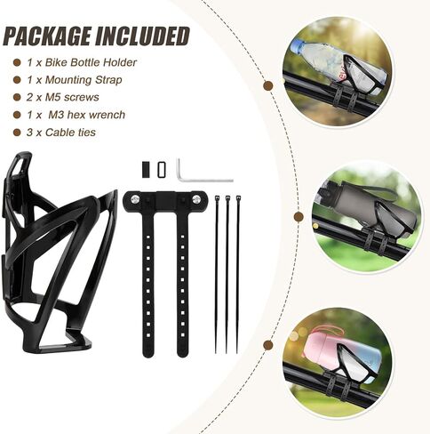 PSLER Bicycle Bottle Cage Base and Bottle Holder, PC Bike Water Bottle Holder with Screw-Free Mount for 22-45mm (0.86''-1.77'') Diameter Tubes, Black in Saudi Arabia