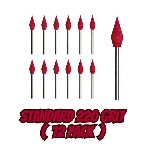 Dedeco Sunburst Points - 3/32 بوصة (2.35 مم) ساق، الشكل -14، ملحقات أدوات دوارة لتلميع وتلميع البلاستيك الحراري الدقيق، قياسية 220 حبيبة، أكسيد الألومنيوم - 12 عبوة in Kuwait