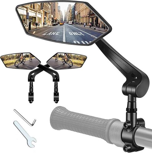 مرايا الدراجة للمقود، عبوتان، مرآة الرؤية الخلفية للدراجة مع عدسة مسطحة من الزجاج الحقيقي، مشبك ألومنيوم، مرآة ركوب الدراجات قابلة للتعديل للدراجة الإلكترونية، الدراجة الجبلية، دراجة الطريق والسكوتر (20-24 مم) in Kuwait