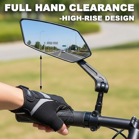 مرايا الدراجة للمقود، عبوتان، مرآة الرؤية الخلفية للدراجة مع عدسة مسطحة من الزجاج الحقيقي، مشبك ألومنيوم، مرآة ركوب الدراجات قابلة للتعديل للدراجة الإلكترونية، الدراجة الجبلية، دراجة الطريق والسكوتر (20-24 مم) in Kuwait