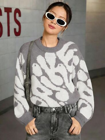 1 Piece Clothing Girls Knit Sweater, Light Gray, Casual Fashion Warm Autumn Winter Pullover for Teen Girls in Saudi Arabia