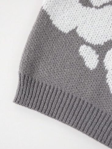 1 Piece Clothing Girls Knit Sweater, Light Gray, Casual Fashion Warm Autumn Winter Pullover for Teen Girls in Saudi Arabia