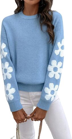 1 pcs Girls Teenager Sweater, Haze Blue Knitwear, Casual Fashion Warm Autumn Winter Pullover for Teen Girls in Saudi Arabia