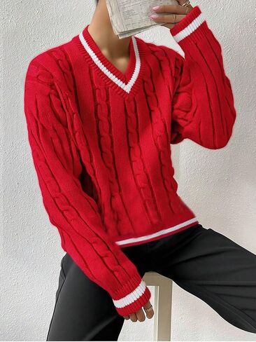 1 pcs Girls Teenager Sweater, Casual Fashion Knitwear for Teen Girls, Warm Winter Fall Pullover, Soft Comfortable Tops in Saudi Arabia