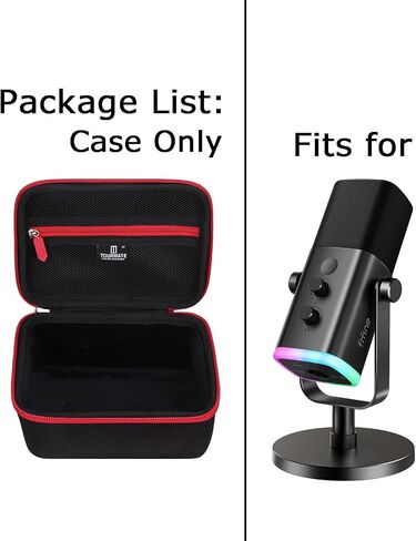 حقيبة تخزين صلبة لميكروفون USB للألعاب FIFINE - يمكن تخزين حقيبة السفر للميكروفون والملحقات بعيدًا. (صندوق للبيع) (أسود وأحمر) in Saudi Arabia