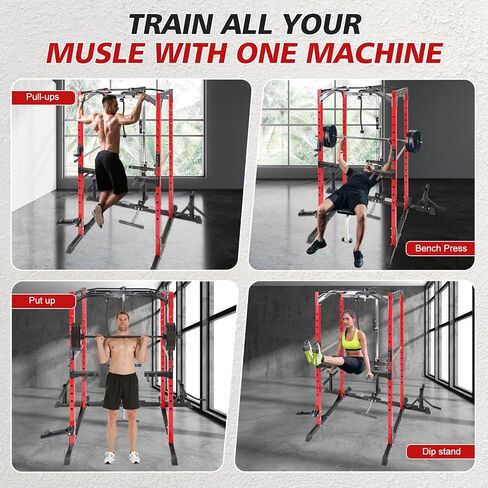 Power Cage, Multi-Function Power Rack with Adjustable Cable Crossover System and More Training Attachment, Weight Cage for Home Gym in Saudi Arabia