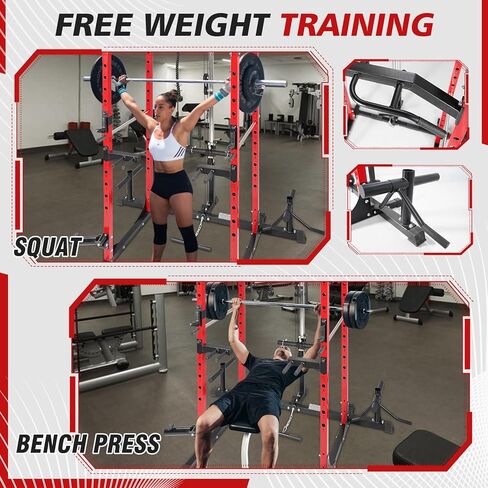 Power Cage, Multi-Function Power Rack with Adjustable Cable Crossover System and More Training Attachment, Weight Cage for Home Gym in Saudi Arabia