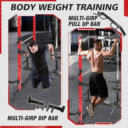 Power Cage, Multi-Function Power Rack with Adjustable Cable Crossover System and More Training Attachment, Weight Cage for Home Gym in Saudi Arabia