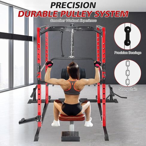 Power Cage, Multi-Function Power Rack with Adjustable Cable Crossover System and More Training Attachment, Weight Cage for Home Gym in Saudi Arabia
